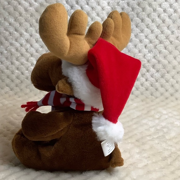 SEARS Vintage 2005 Plush Kris Moose Stuffed Animal Toy Santa Hat and Scarf - Picture 8 of 9